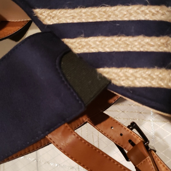 French Blu New POPEYE Espadrille Platform Wedge Sandal NIB Navy Tan Women's 40 - Picture 13 of 14